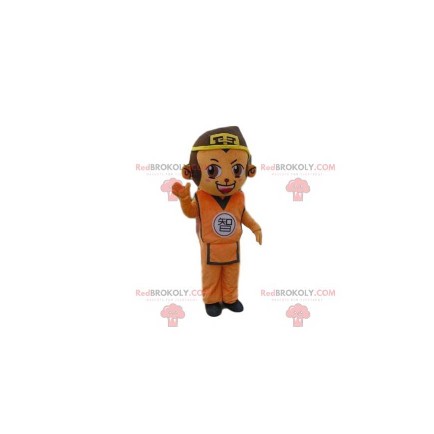 Affenmaskottchen im asiatischen Outfit, asiatisches Kostüm Affenmaskottchen im asiatischen Outfit, asiatisches Kostüm