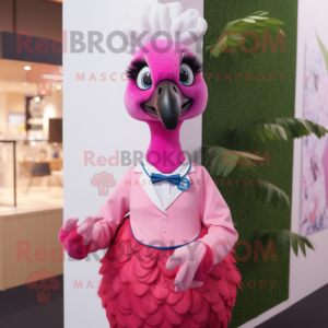 Pink Peacock maskot kostume...