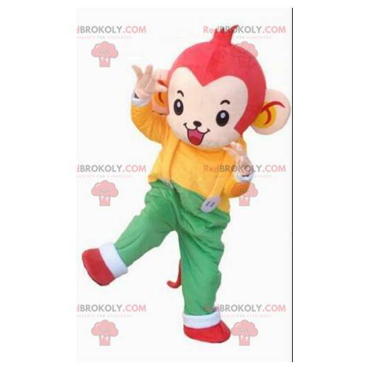 Monkey mascot in colorful outfit, giant monkey costume -