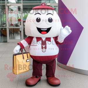 Maroon Ice Cream Cone mascot costume character dressed with a Polo Tee and Briefcases