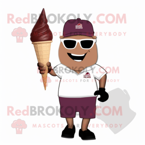 Maroon Ice Cream Cone mascot costume character dressed with a Polo Tee and Briefcases