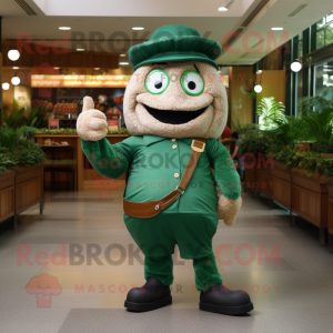Forest Green Bagels mascot costume character dressed with a Bermuda Shorts and Hats