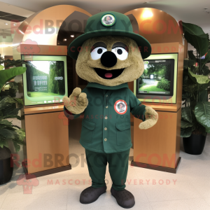 Forest Green Bagels mascot costume character dressed with a Bermuda Shorts and Hats