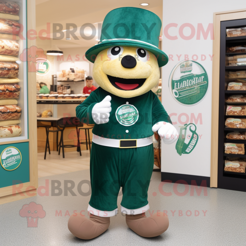 Forest Green Bagels mascot costume character dressed with a Bermuda Shorts and Hats Forest Green Bagels mascot costume character dressed with a Bermuda Shorts and Hats