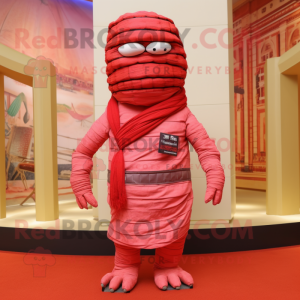 Rød Mummy maskot drakt...