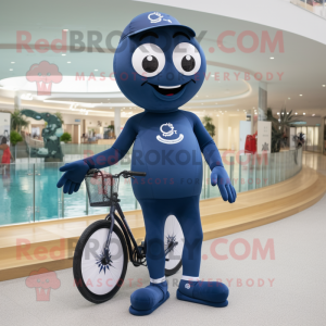 Navy Unicyclist mascot costume character dressed with a One-Piece Swimsuit and Clutch bags