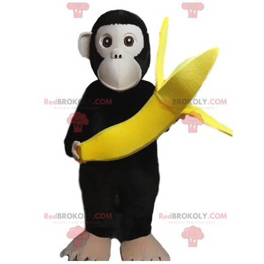 Monkey mascot wearing a banana, baboon costume - Redbrokoly.com