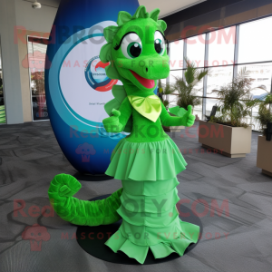 Green Seahorse mascotte...