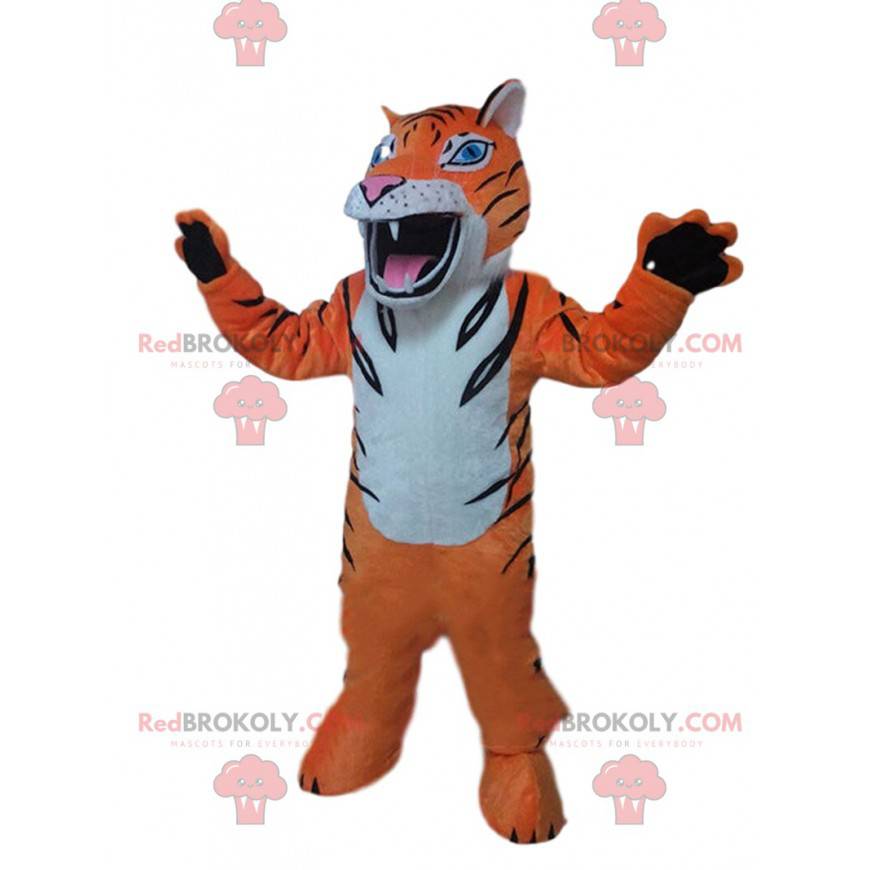 Mascotte de tigre féroce, costume de félin, déguisement tigré -