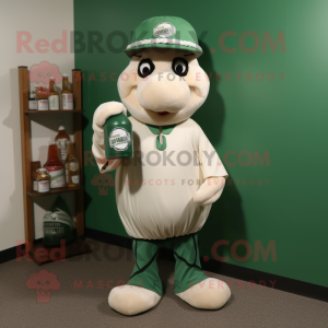 Forest Green Bottle Of Milk mascot costume character dressed with a Baseball Tee and Ties
