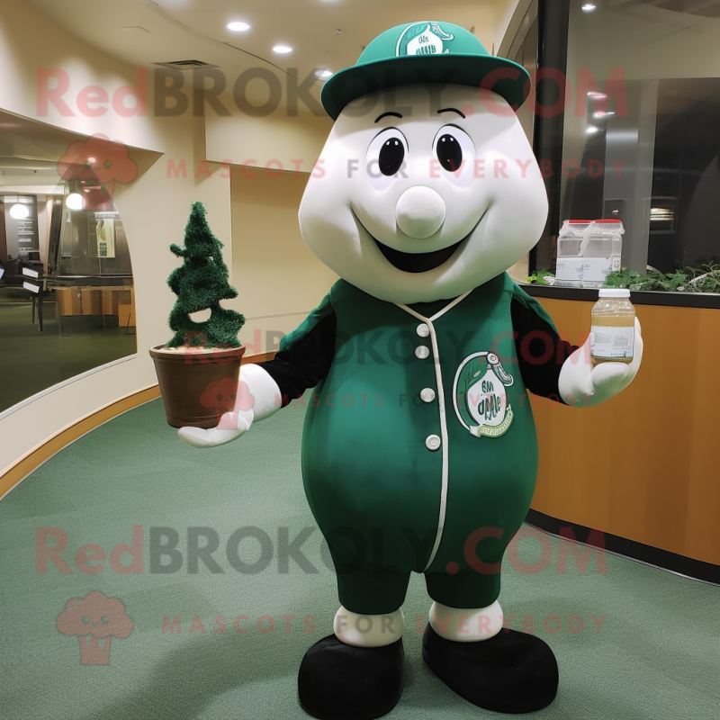 Forest Green Bottle Of Milk mascot costume character dressed with a Baseball Tee and Ties