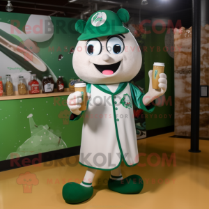 Forest Green Bottle Of Milk mascot costume character dressed with a Baseball Tee and Ties