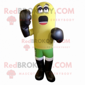 Olive Boxing Glove mascot costume character dressed with a Leggings and Scarves