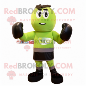 Olive Boxing Glove mascot costume character dressed with a Leggings and Scarves