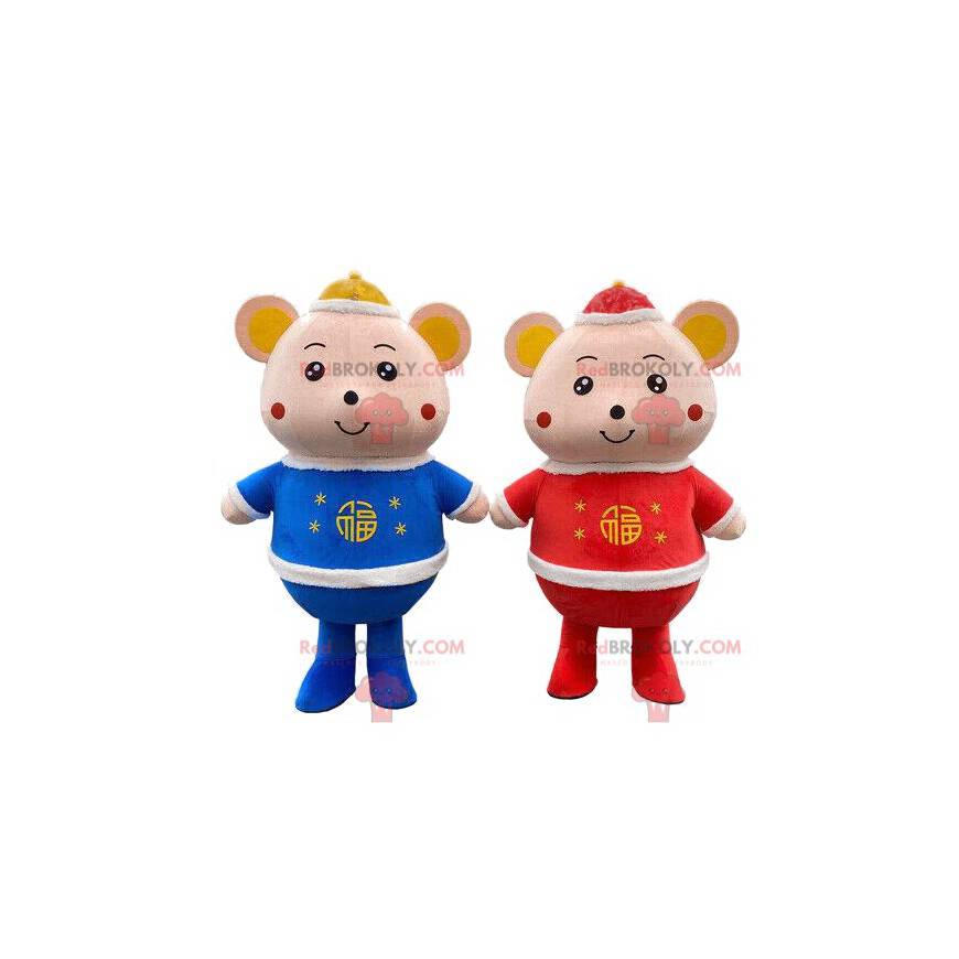 Mouse mascots, couple of mice, 2 mice, 2 rodents -