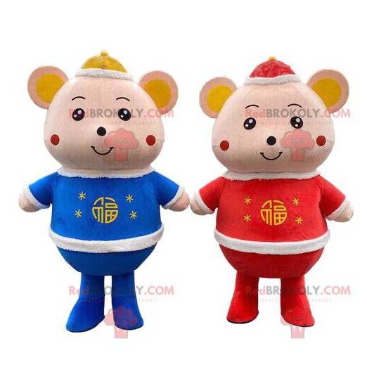 Mouse mascots, couple of mice, 2 mice, 2 rodents -