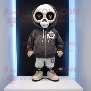 nan Skull mascot costume character dressed with a Sweatshirt and Shoe clips