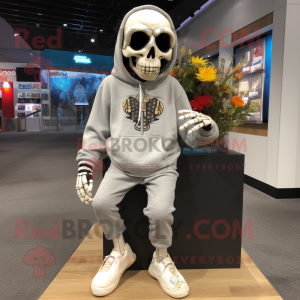 nan Skull mascot costume character dressed with a Sweatshirt and Shoe clips