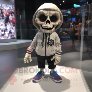 nan Skull mascot costume character dressed with a Sweatshirt and Shoe clips