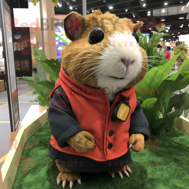 nan Guinea Pig mascot costume character dressed with a Cover-up and Suspenders