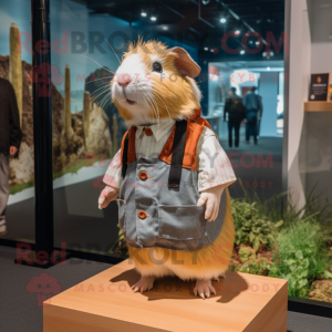 nan Guinea Pig mascot costume character dressed with a Cover-up and Suspenders