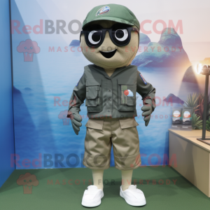 nan Para Commando mascot costume character dressed with a Board Shorts and Caps