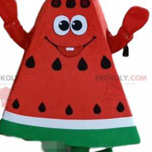 Vattenmelon maskot, bit vattenmelon, skiva vattenmelon -