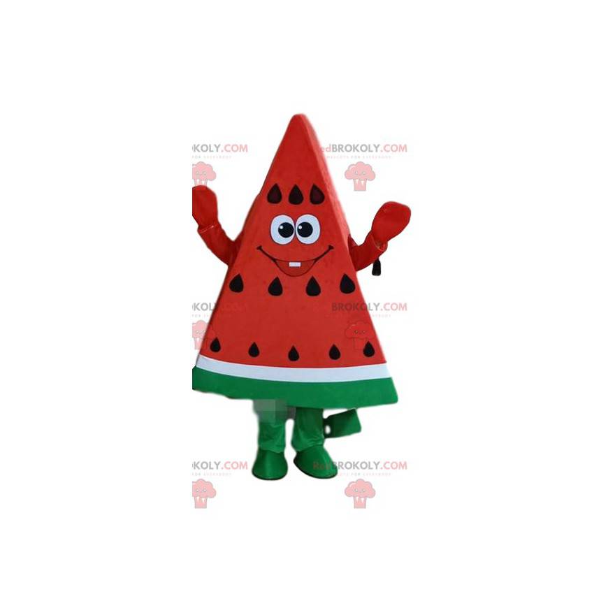 Vattenmelon maskot, bit vattenmelon, skiva vattenmelon -