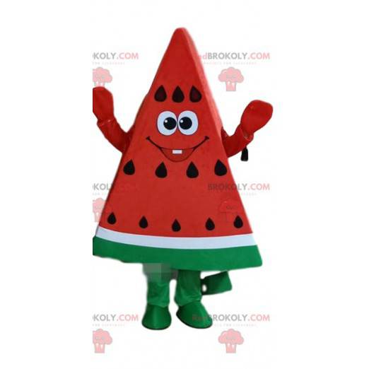 Vattenmelon maskot, bit vattenmelon, skiva vattenmelon -