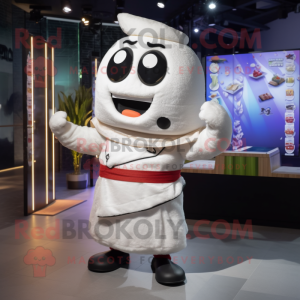 Vit Sushi maskot kostym...