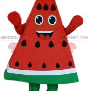 Vattenmelon maskot, bit vattenmelon, skiva vattenmelon -