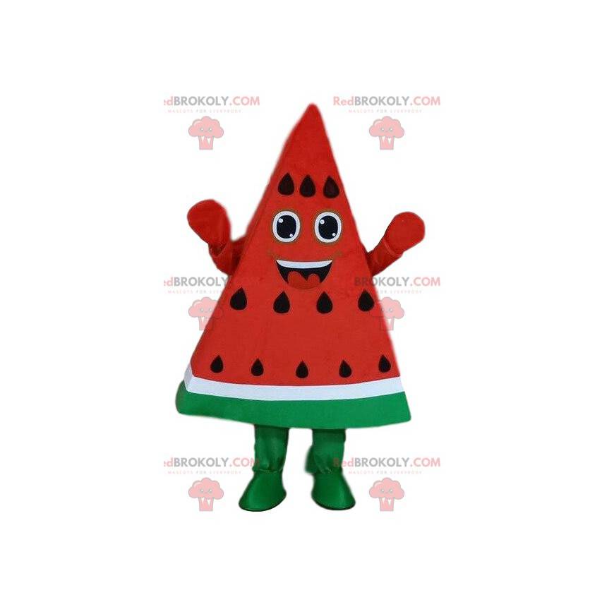 Vattenmelon maskot, bit vattenmelon, skiva vattenmelon -