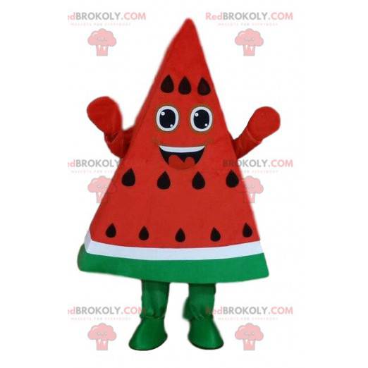 Vattenmelon maskot, bit vattenmelon, skiva vattenmelon -