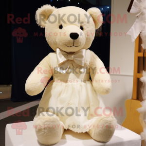 Cream Teddy Bear maskot...