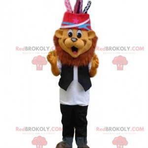 Mascotte de lion festif, costume de tigre habillé chic -