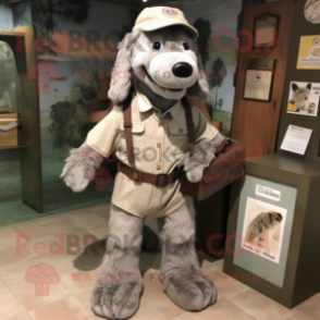 Gray Dog mascot costume character dressed with a Cargo Pants and Wallets