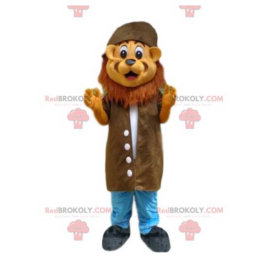 Lion mascot, explorer costume, adventurer costume -