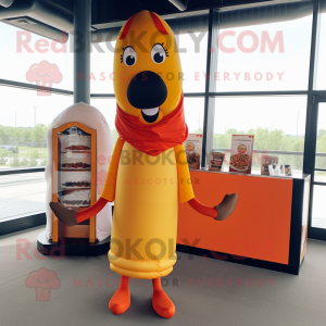 Orangefarbener Hot-Dog...
