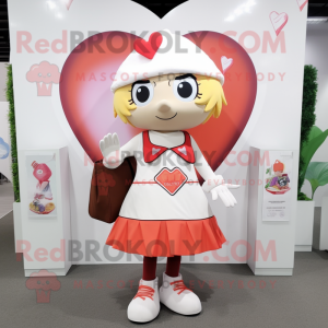 White Arrow Of Love mascot costume character dressed with a Skirt and Tote bags