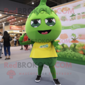 Olive Fried Rice mascot costume character dressed with a Leggings and Brooches