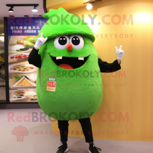 Olive Fried Rice mascot costume character dressed with a Leggings and Brooches