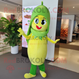 Olive Fried Rice mascot costume character dressed with a Leggings and Brooches