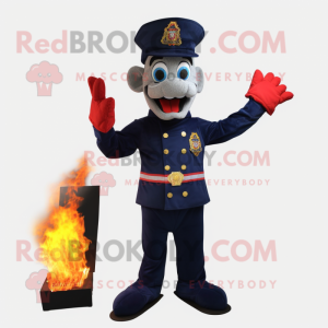 Navy Fire Eater mascot costume character dressed with a Skinny Jeans and Shoe clips