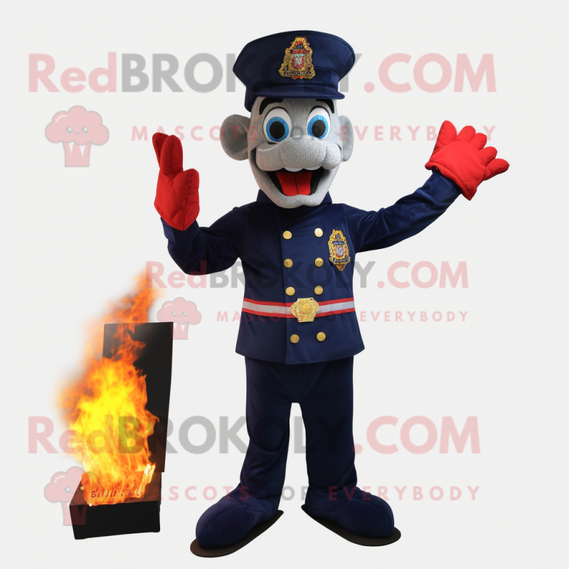 Navy Fire Eater mascot costume character dressed with a Skinny Jeans and Shoe clips Navy Fire Eater mascot costume character dressed with a Skinny Jeans and Shoe clips