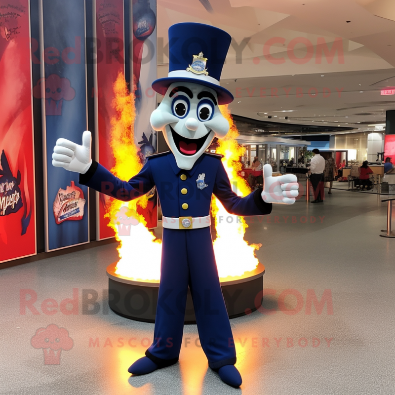 Navy Fire Eater mascot costume character dressed with a Skinny Jeans and Shoe clips Navy Fire Eater mascot costume character dressed with a Skinny Jeans and Shoe clips