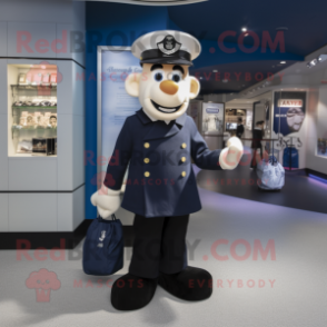Navy Guinness mascot costume character dressed with a Trousers and Tote bags