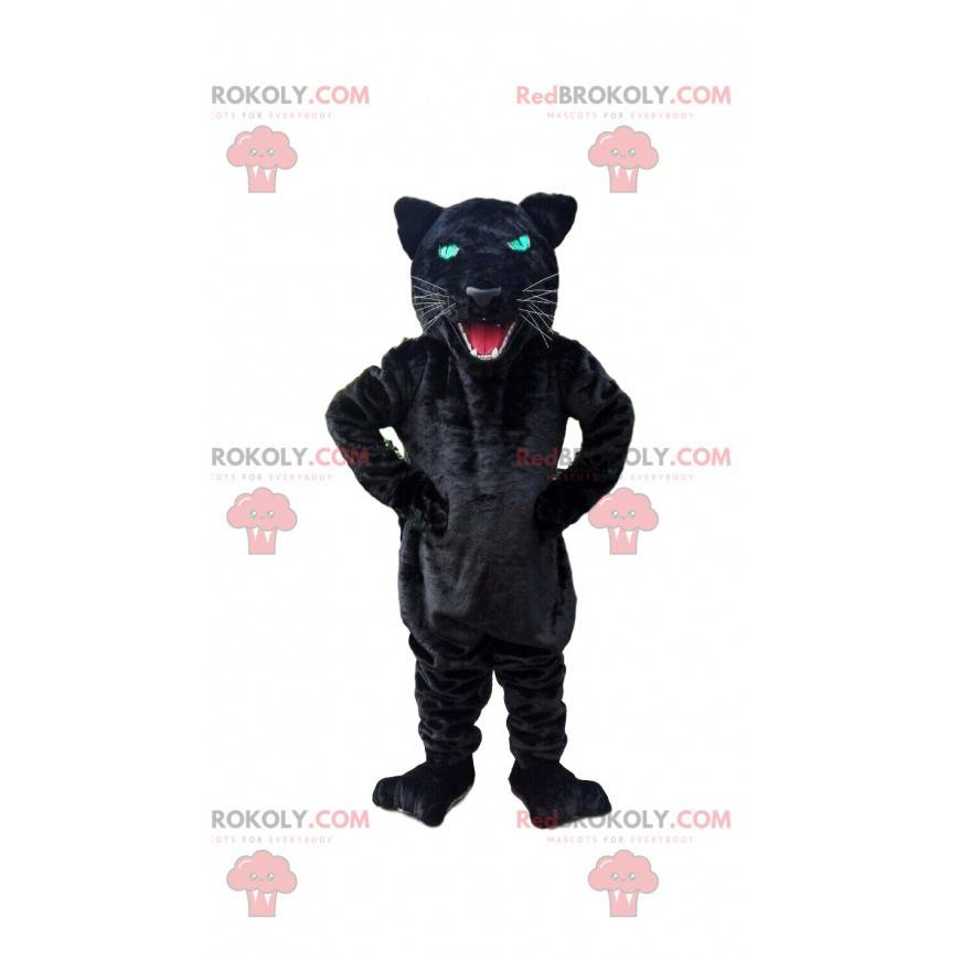 Roaring black panther mascot, feline costume - Redbrokoly.com
