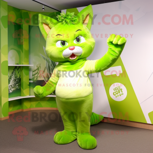 Lime Green Cat mascotte...