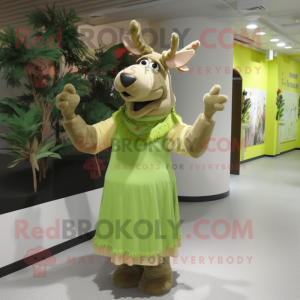 Olive Moose maskot kostym...