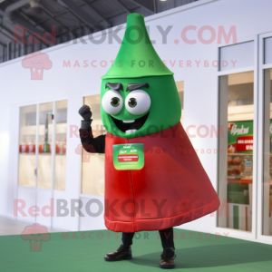 Green Bottle Of Ketchup mascot costume character dressed with a Jacket and Reading glasses